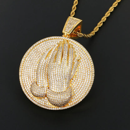 Paved Prayer Hands Medallion