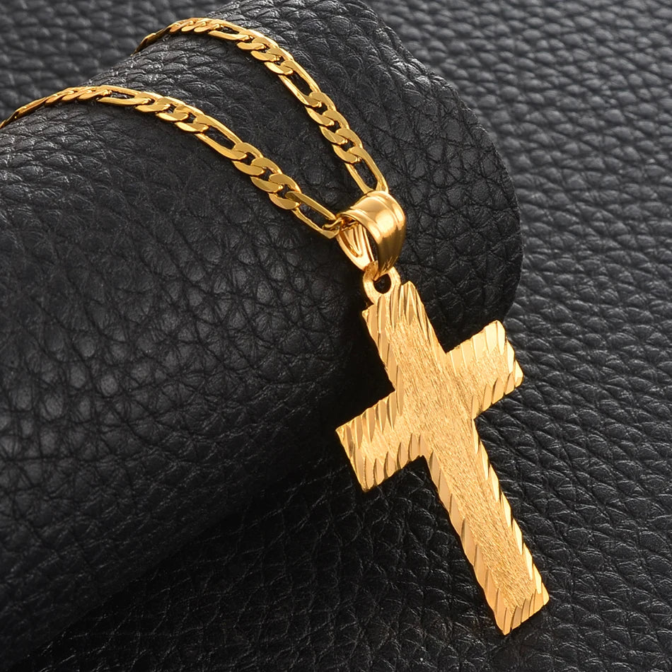 Riveted Gold Cross Charm