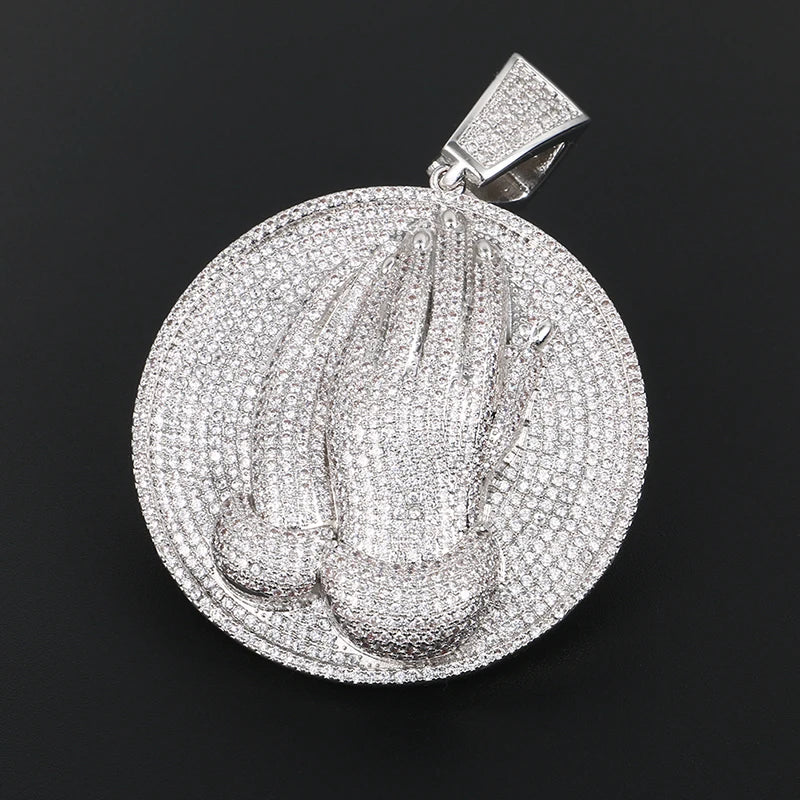 Paved Prayer Hands Medallion