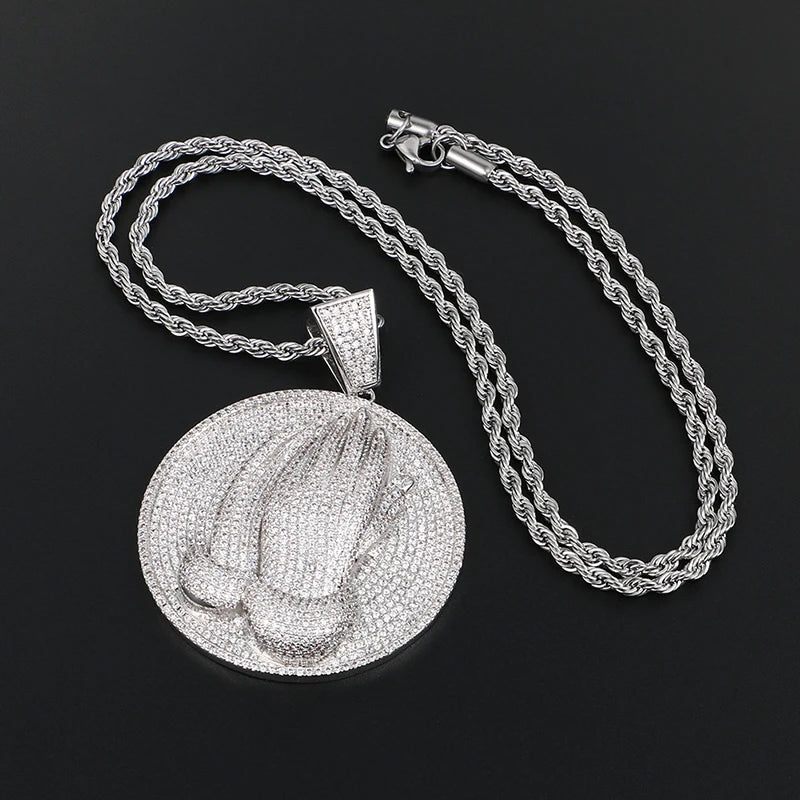 Paved Prayer Hands Medallion