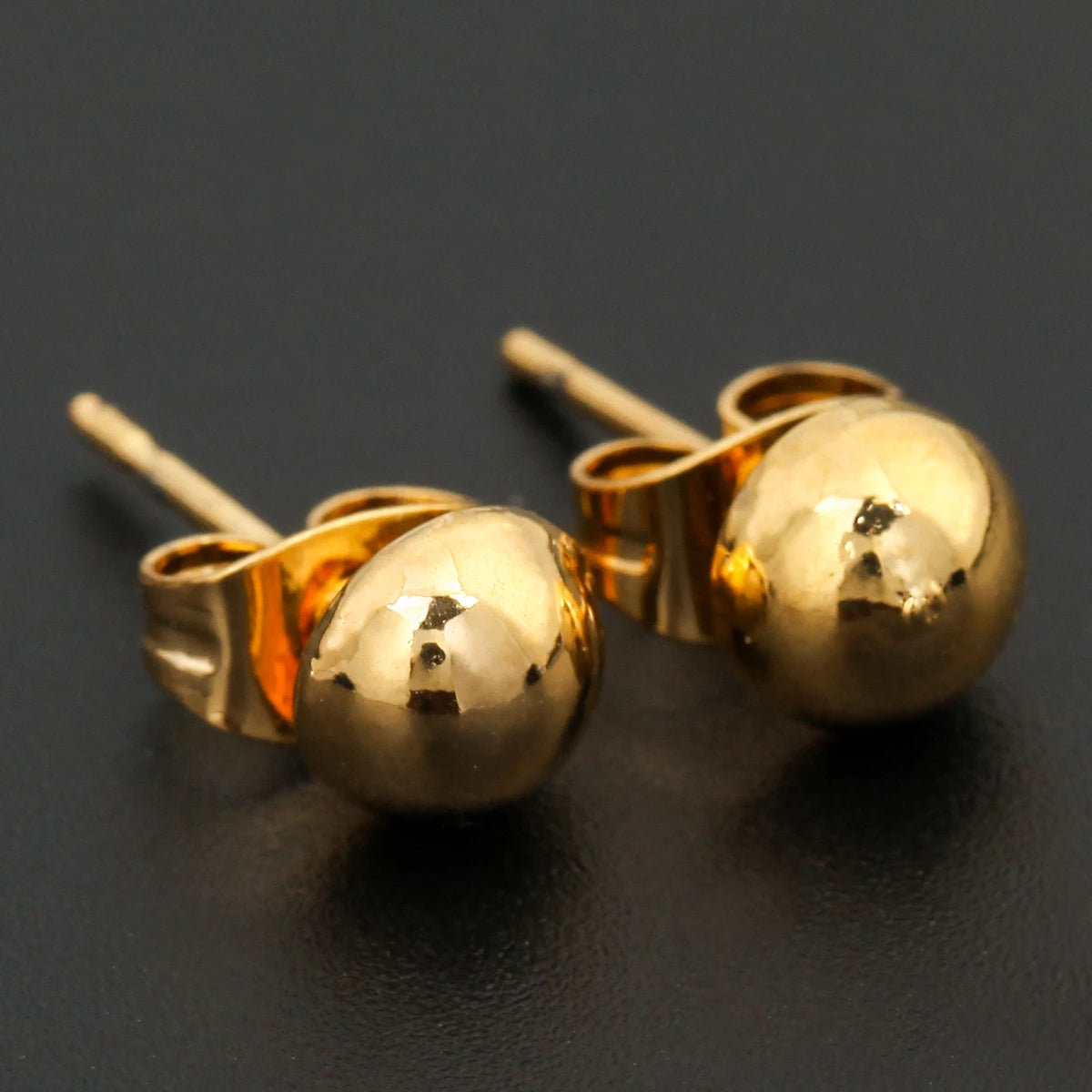 Gold Round Stud Earrings