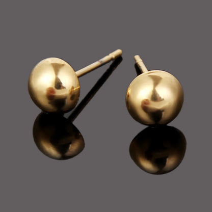 Gold Round Stud Earrings