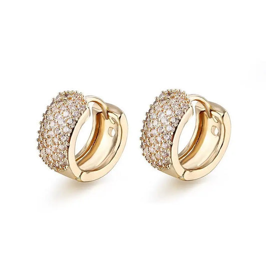 13mm Gold Paved Hoop Earrings