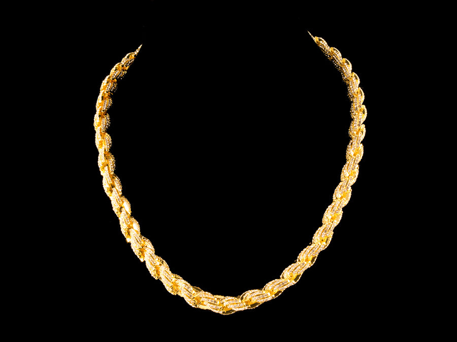 Gold 8mm Paved Rope Chain