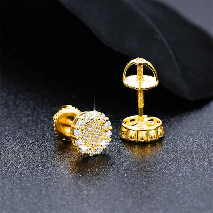 8mm Moissanite Paved Round Stud Earrings