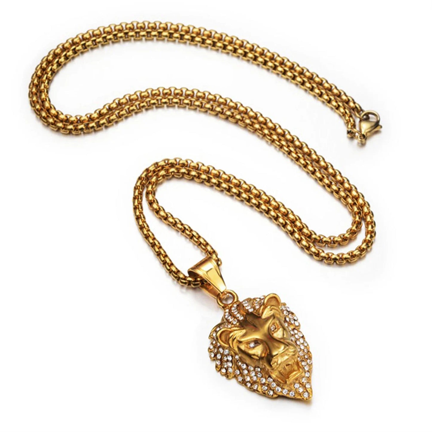 Paved Gold Roaring Lion Charm