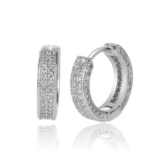 14mm 2-Row Paved Hoop Earrings