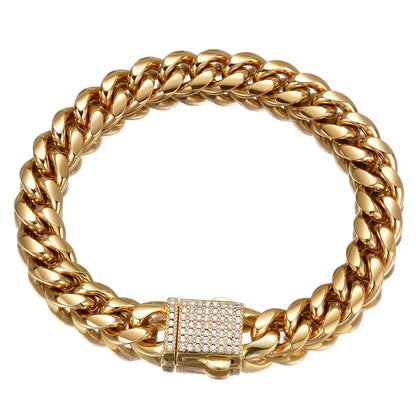 Cuban Link Pave Box Clasp Bracelet