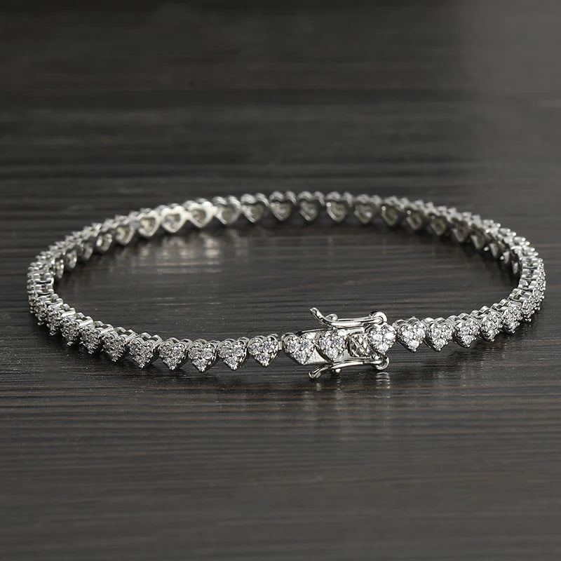 4mm Heart Shaped Tennis Bracelet