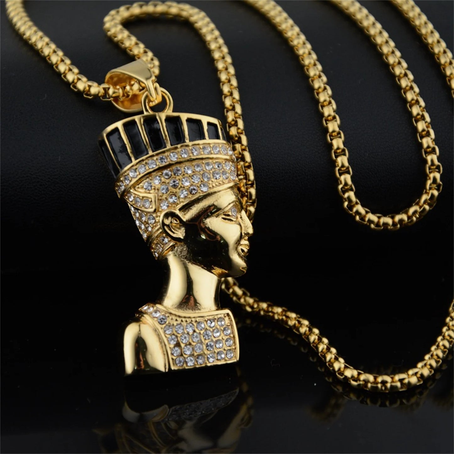 Black & Gold Paved Nefertiti Charm