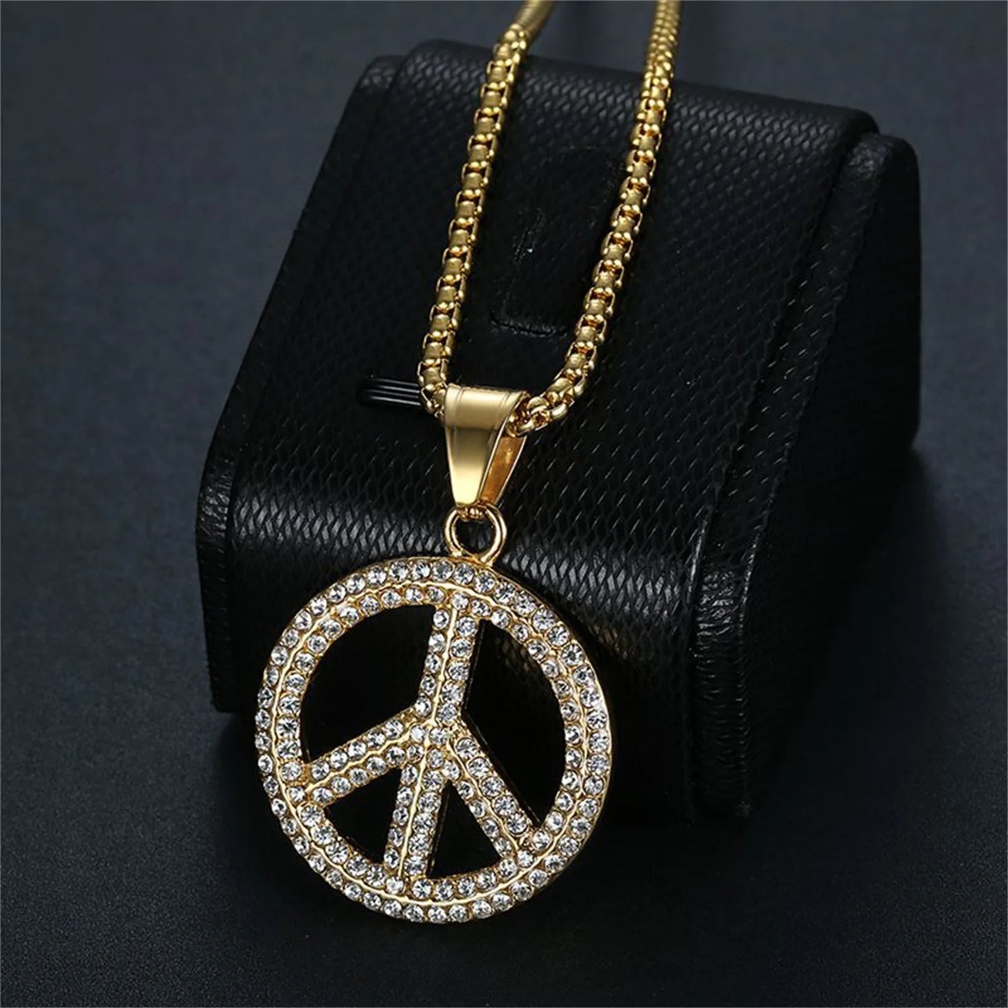 Full Pave Peace Sign Medallion