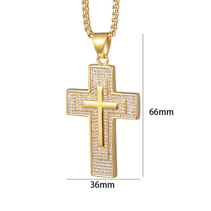 Paved Multilayer Cross Charm