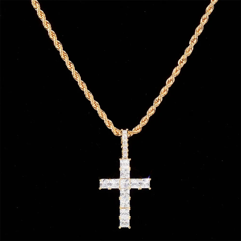 Princess Cut Cross Charm