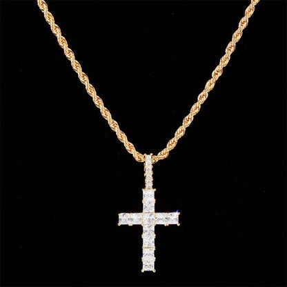 Princess Cut Cross Charm