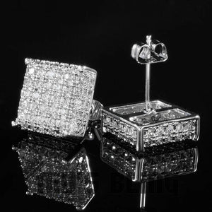 10mm Square Stud Earrings - Gold/White Gold