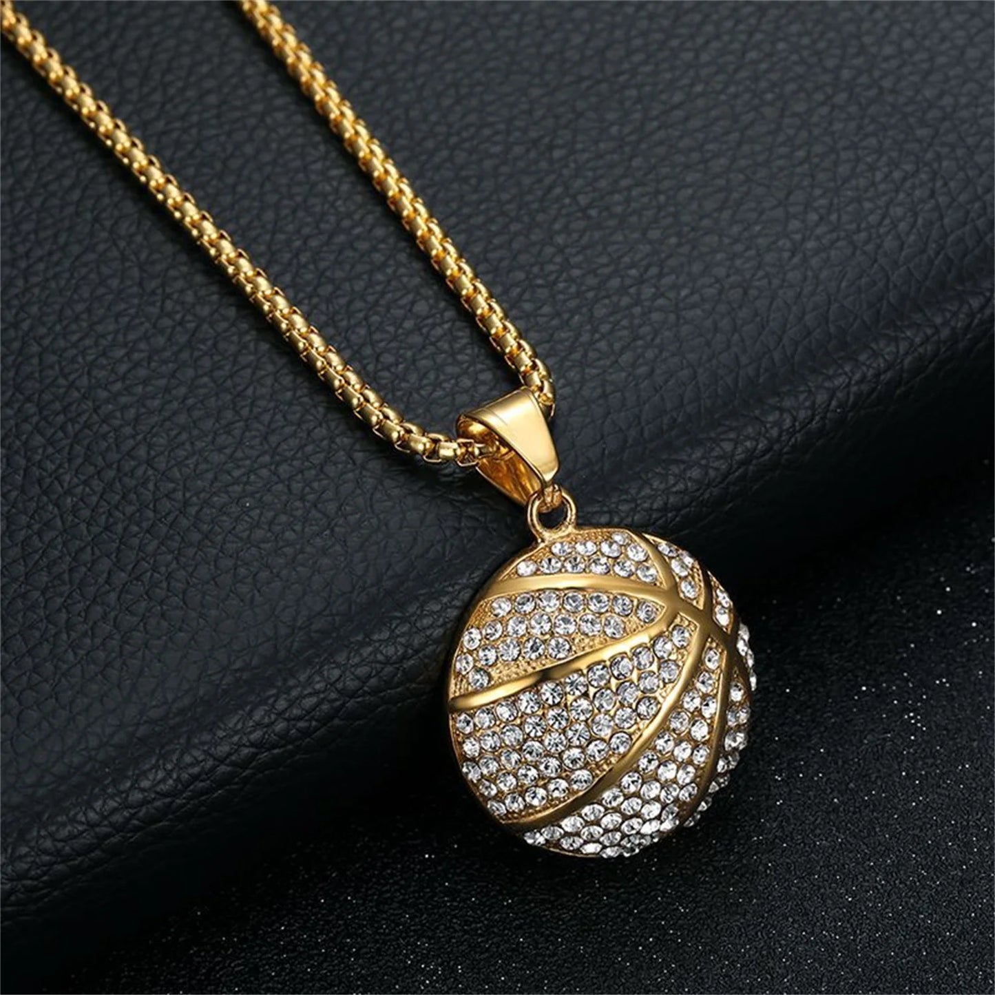 Paved Gold Basketball Charm