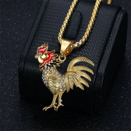 Paved Gold Rooster Charm