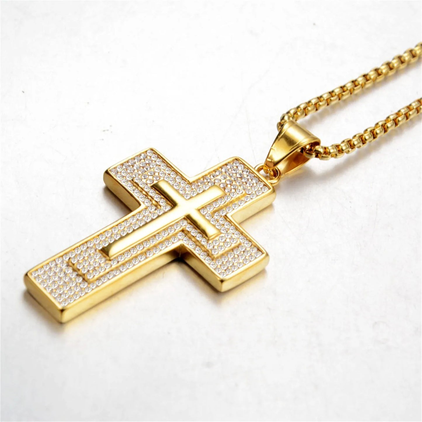 Paved Multilayer Cross Charm