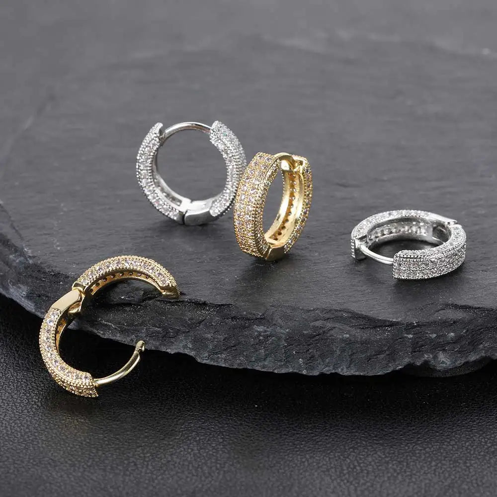 14mm 2-Row Paved Hoop Earrings