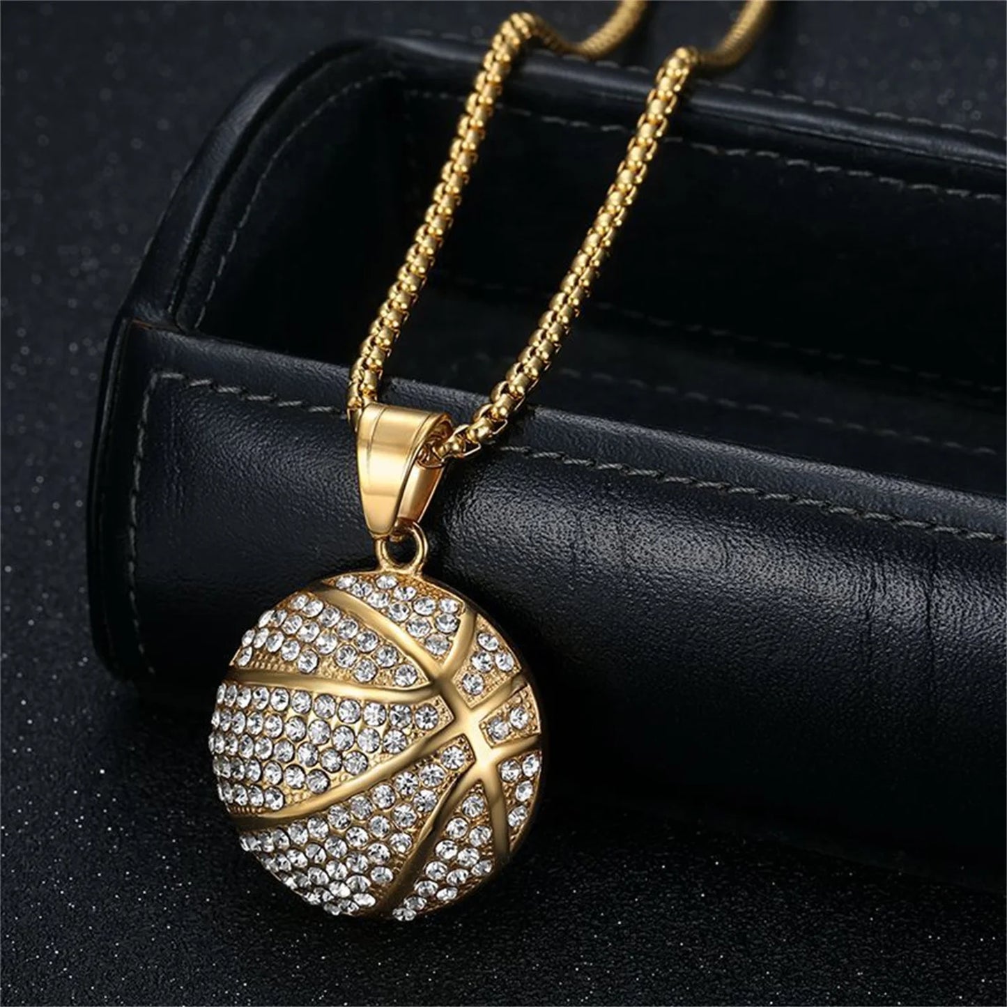 Paved Gold Basketball Charm