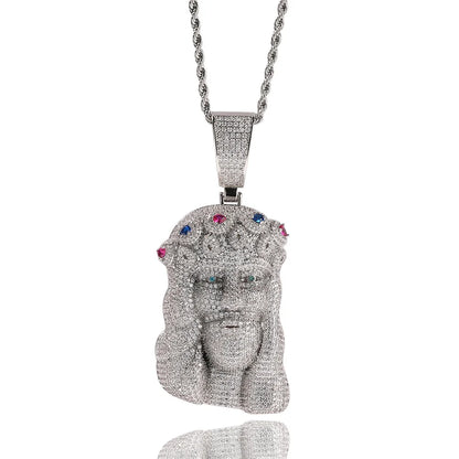 Full Paved Multicolor Crown Jesus Piece