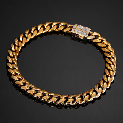 Cuban Link Pave Box Clasp Bracelet