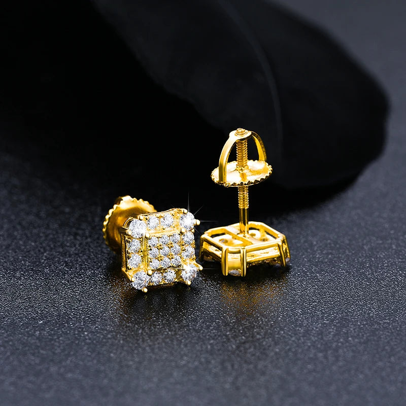 8mm Moissanite Paved Square Stud Earrings