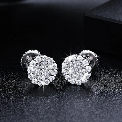 8mm Moissanite Paved Round Stud Earrings