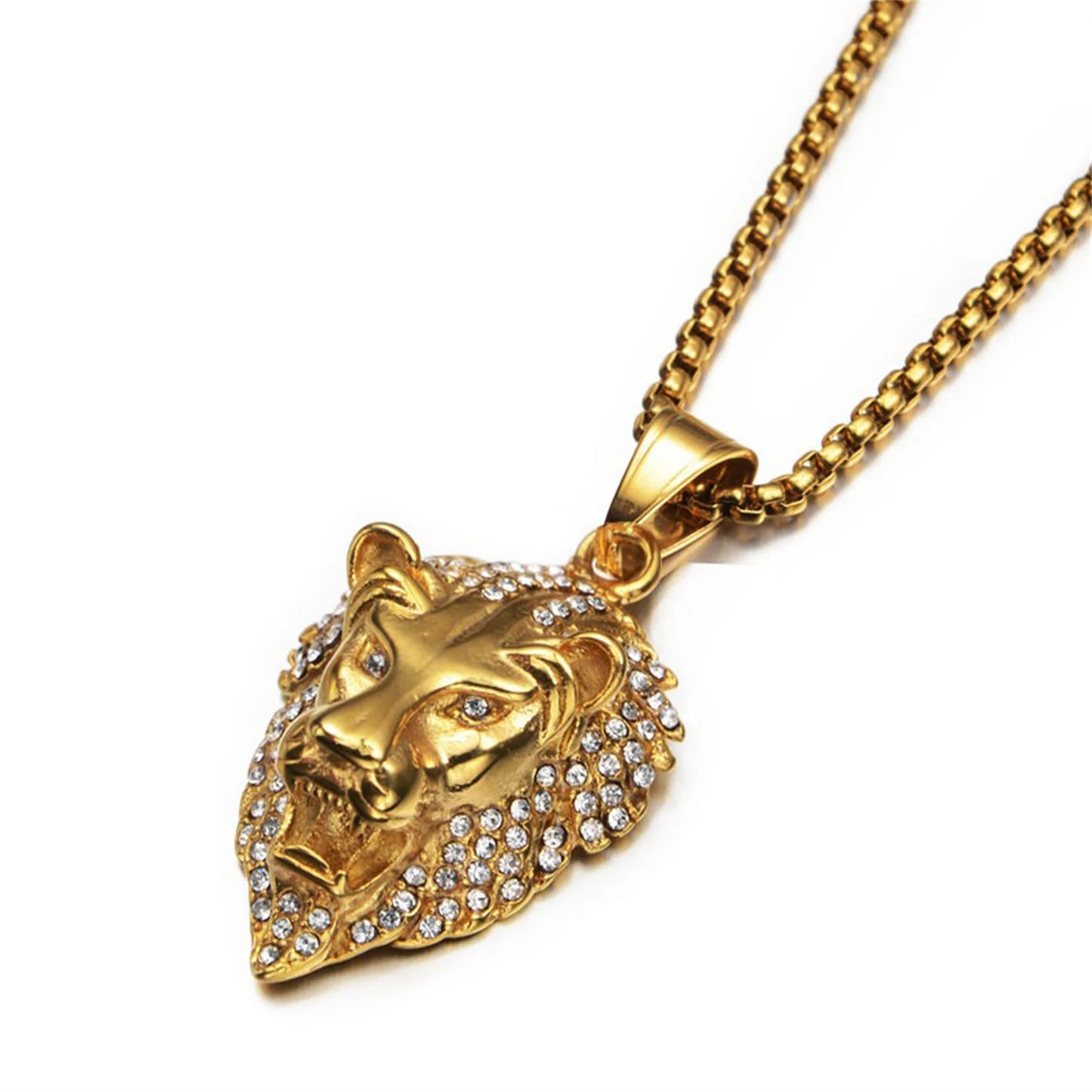 Paved Gold Roaring Lion Charm