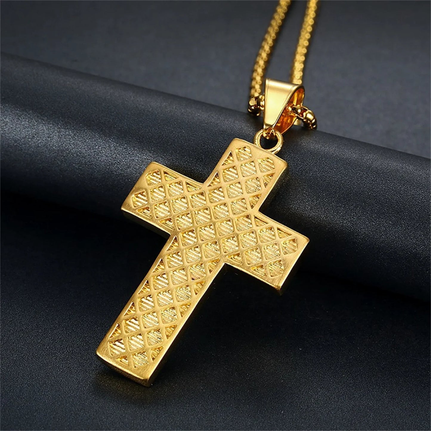 Paved Multilayer Cross Charm