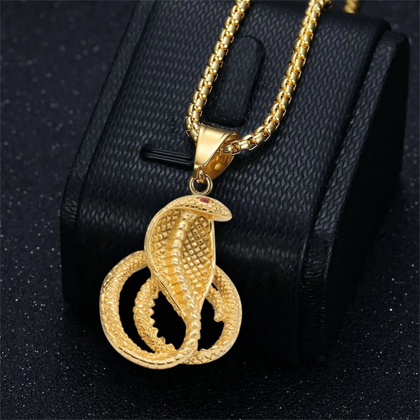 Red-Eyed Gold Cobra Charm