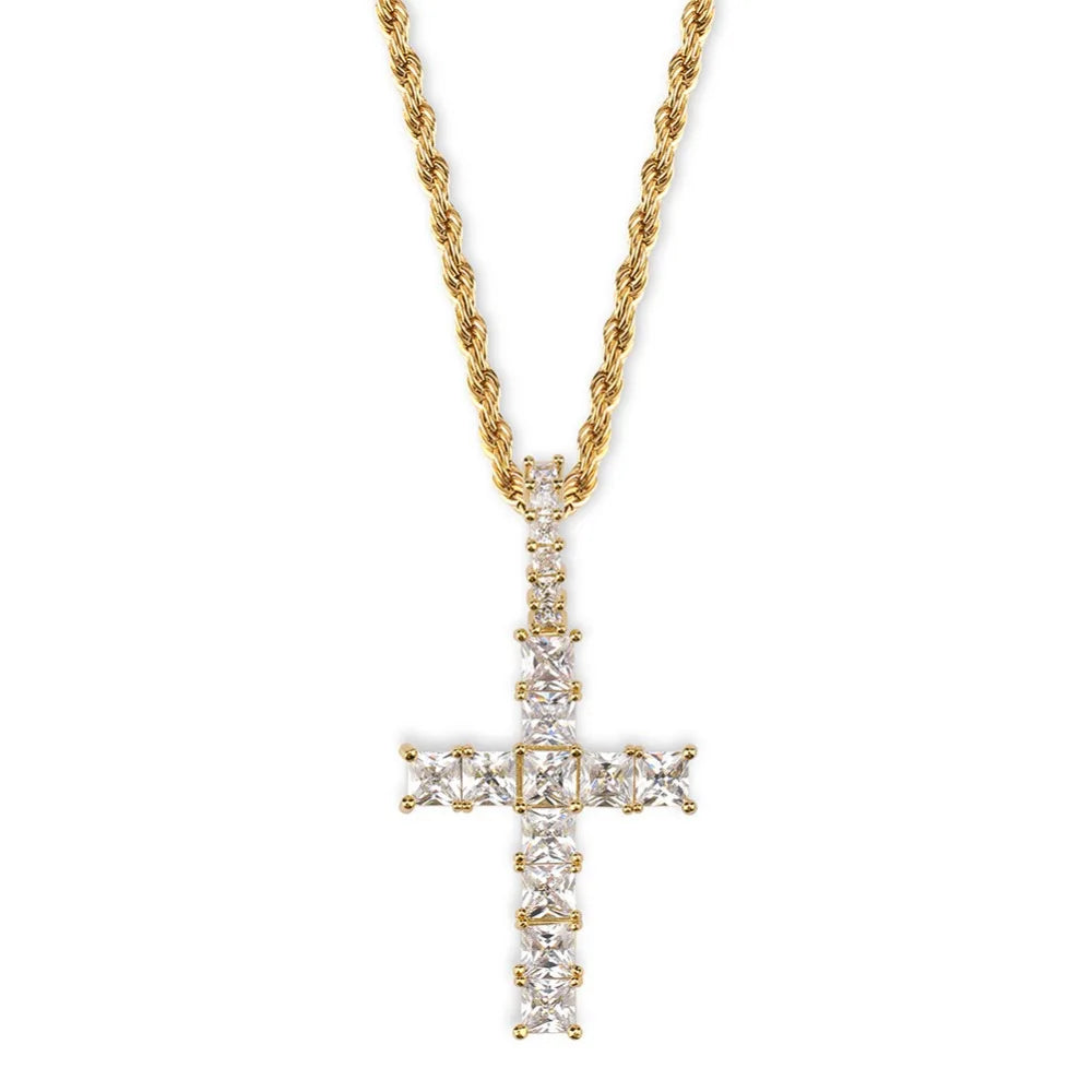 Princess Cut Cross Charm