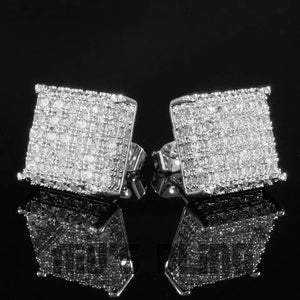 10mm Square Stud Earrings - Gold/White Gold