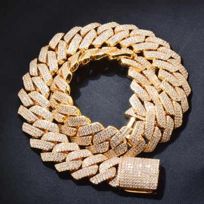 20mm 3-Row Full Pave Miami Cuban Link