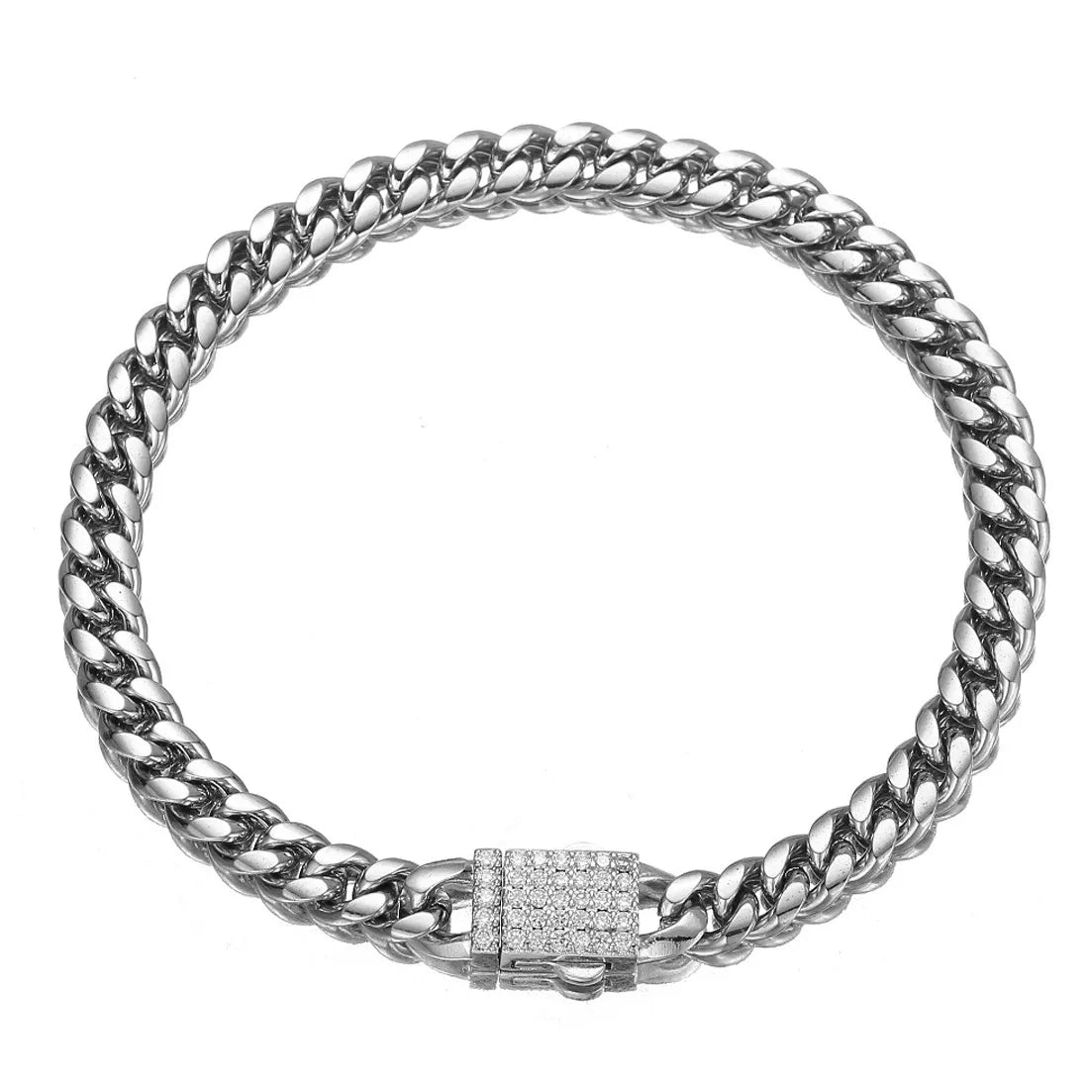 Cuban Link Pave Box Clasp Bracelet