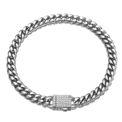 Cuban Link Pave Box Clasp Bracelet