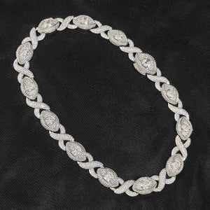 15MM Full Paved Crystal Eye Link Necklace