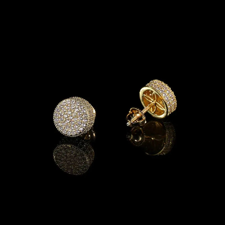10mm Gold Cluster Earrings - Cylindrical