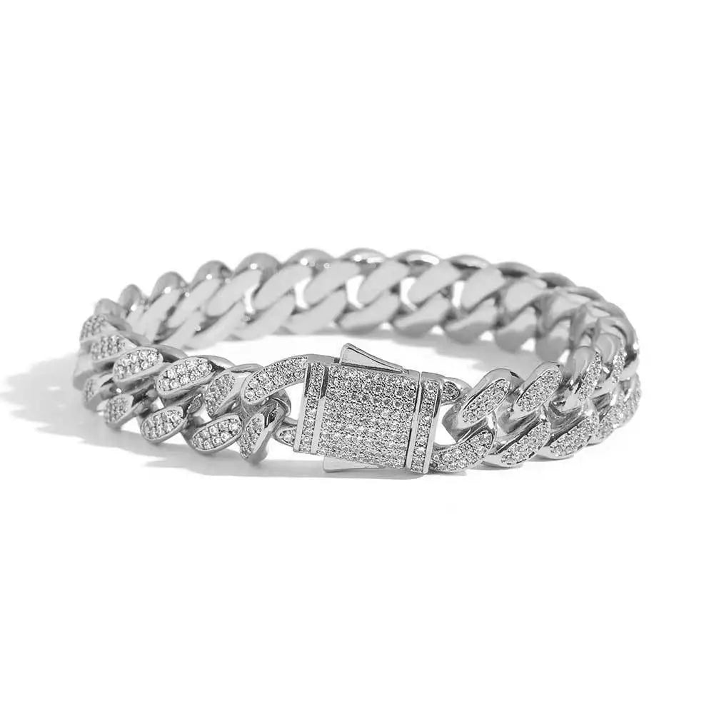 12mm Paved Cuban Link Bracelet