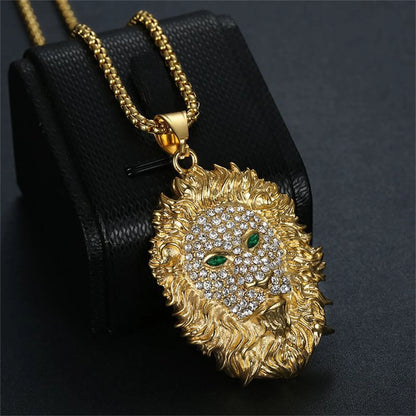 Paved Green-Eye Lion Charm