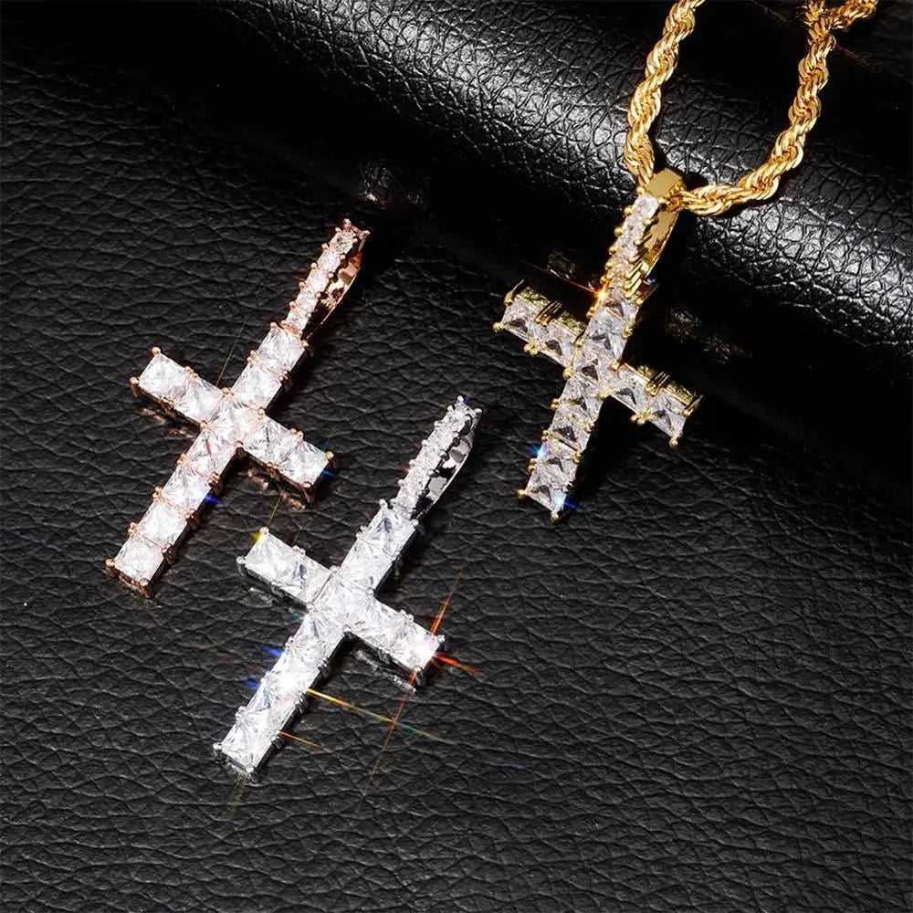 Princess Cut Cross Charm