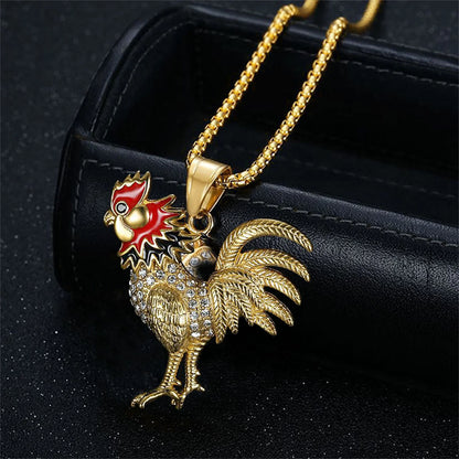 Paved Gold Rooster Charm