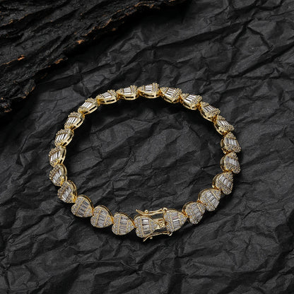 9mm Heart Shape Baguette Paved Bracelet