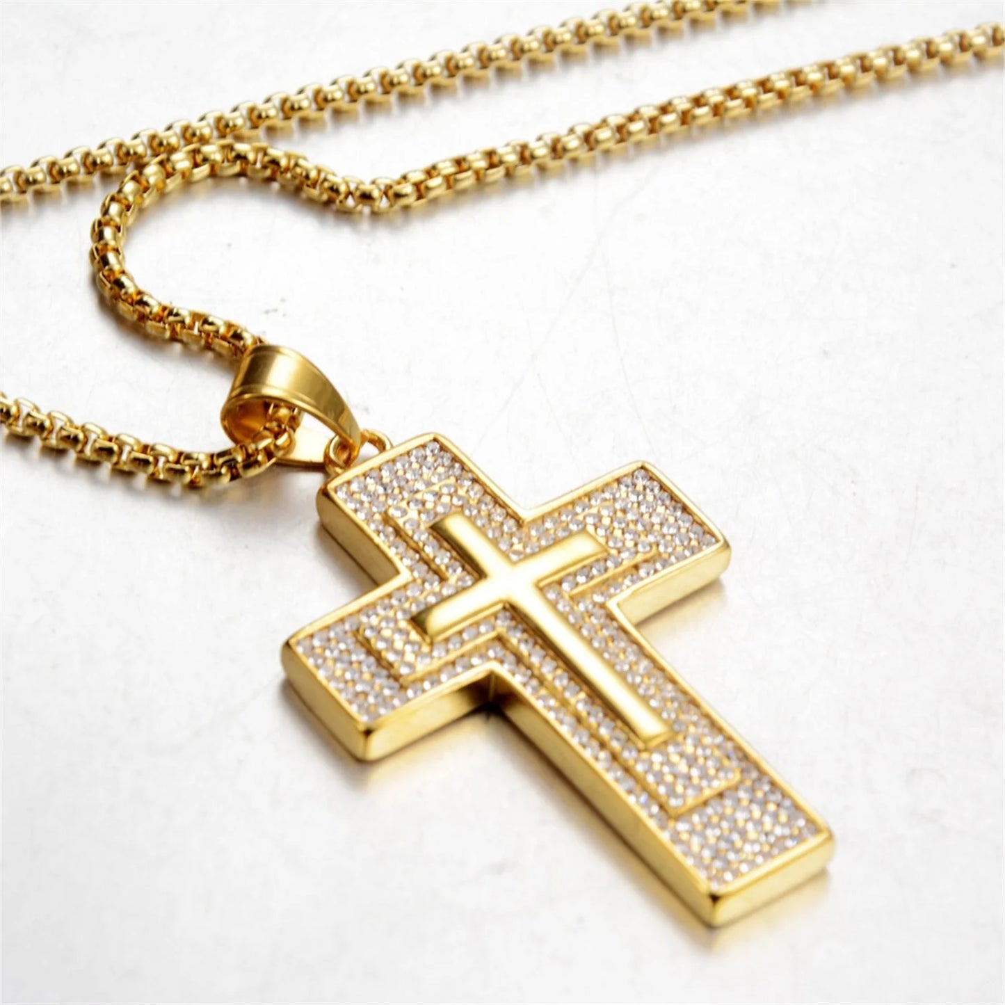 Paved Multilayer Cross Charm