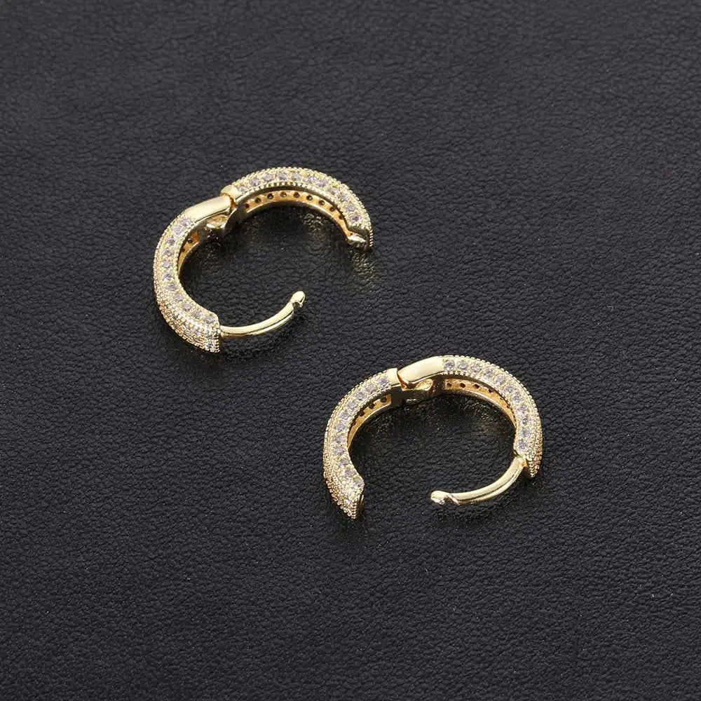 14mm 2-Row Paved Hoop Earrings