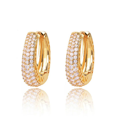 Gold Teardrop Paved Hoop Earrings