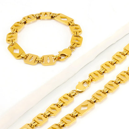 11mm Geometric Link Necklace & Bracelet Set