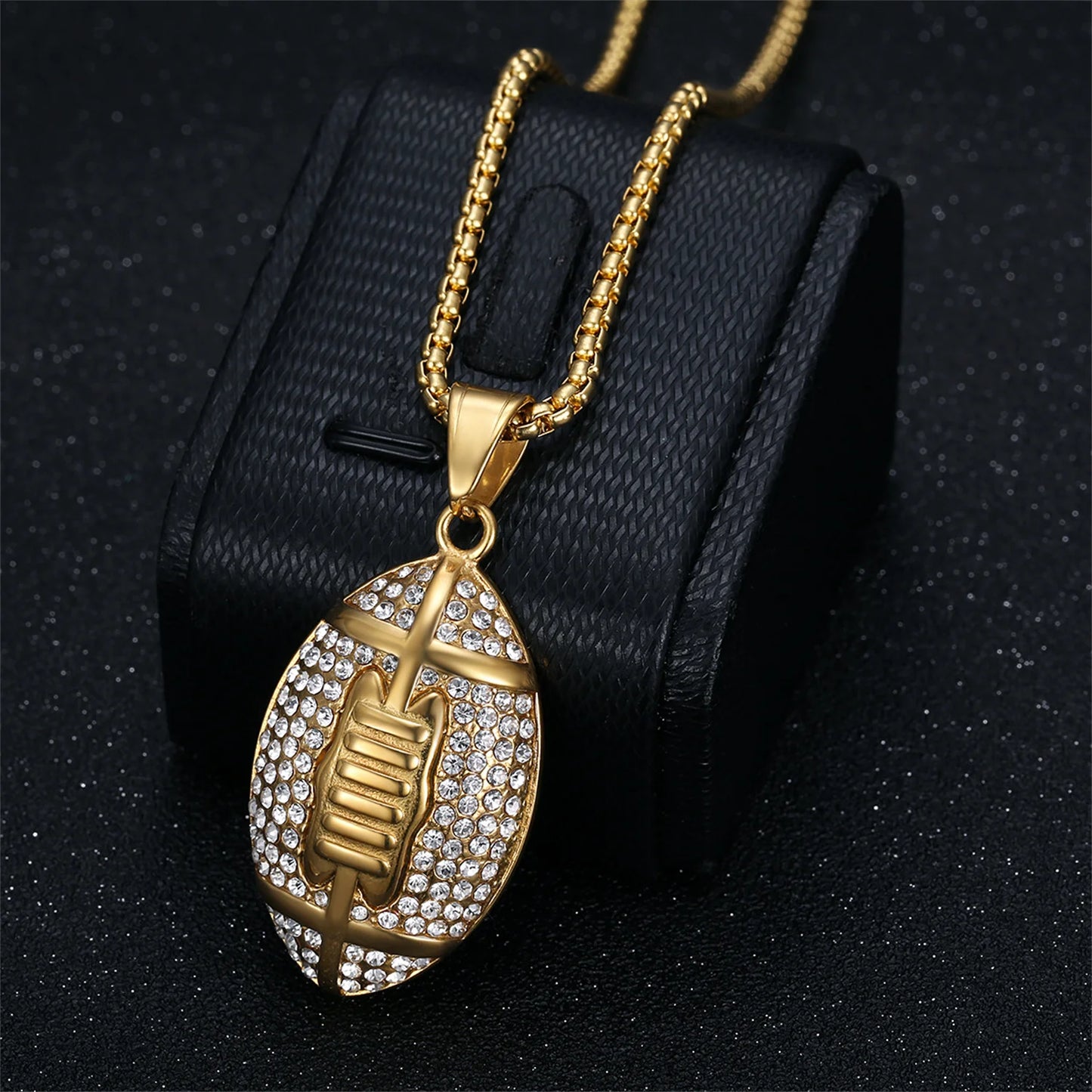 Paved Gold Football Charm