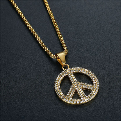 Full Pave Peace Sign Medallion