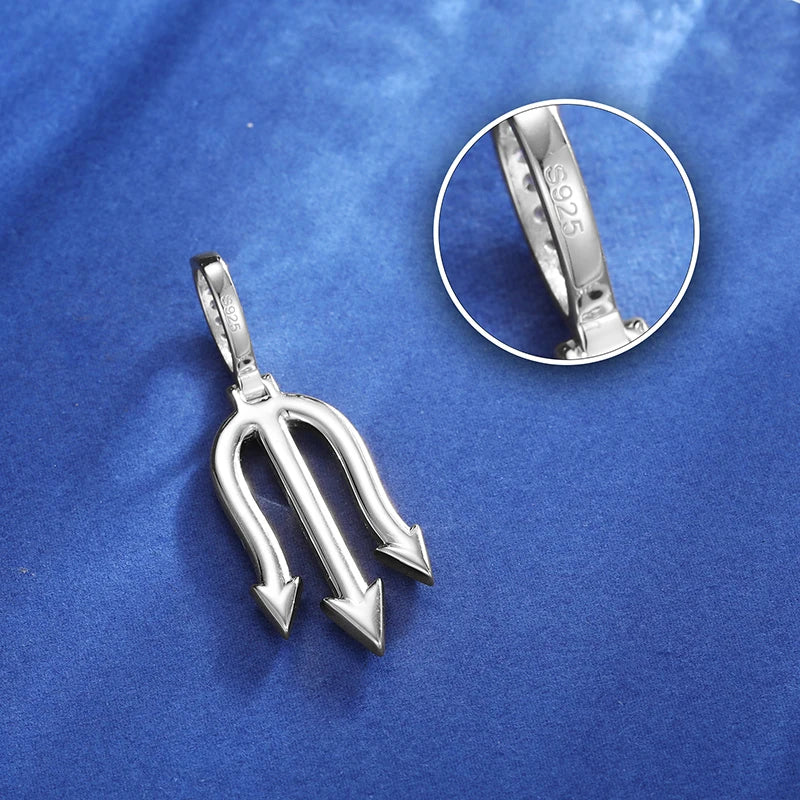 Moissanite Paved Three-Prong Fork Charm